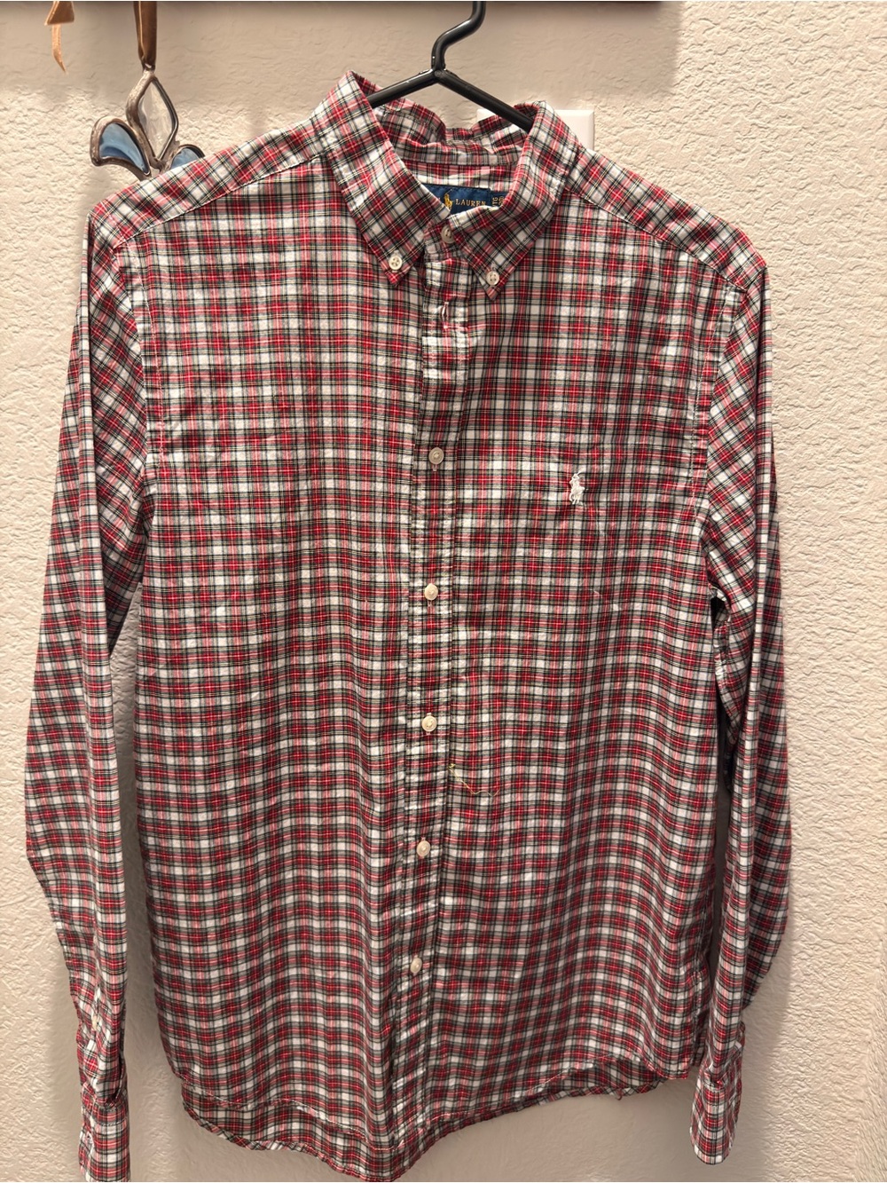 Ralph Lauren Red and White Plaid Button-Down Shirt youth XL 18-20